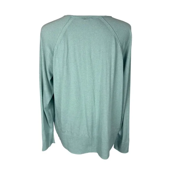 J. Jill Petite V Neck Silk Cotton Blend Sweater Soft Green Size Large petite‎ - Picture 2 of 7